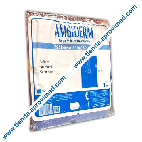 Sábana plana desechable higiénica azul 115x180 cm — Bolsa 1 pza