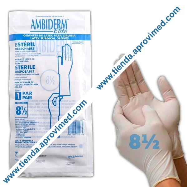 Guantes de látex estériles para cirugía — Talla 8.5