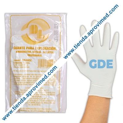 Guantes de látex estériles para exploración — Talla grande