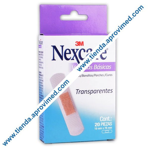 Venditas Adhesivas Transparentes Nexcare para Heridas Menores - Caja 20 Pzs