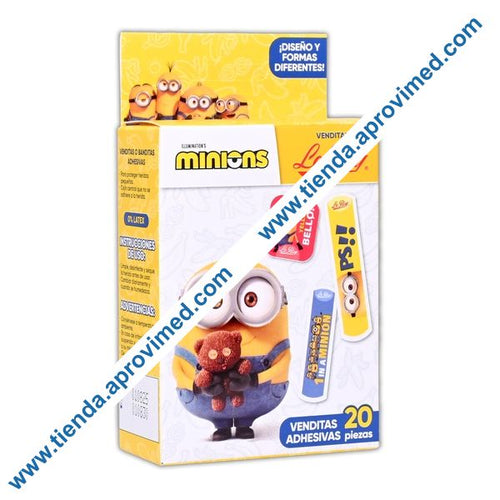 Venditas adhesivas infantiles con diseño de Minions — Caja 20 pzs