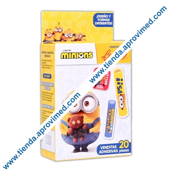 Venditas adhesivas infantiles con diseño de Minions — Caja 20 pzs