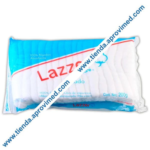 Algodón absorbente Lazzer Care 200 g para curaciones y limpieza