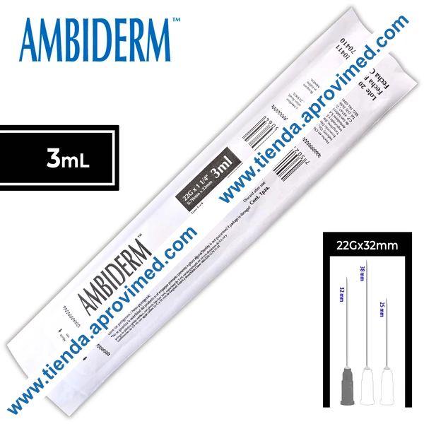 Jeringa hipodérmica de 3 ml con aguja 22G — 1 pieza