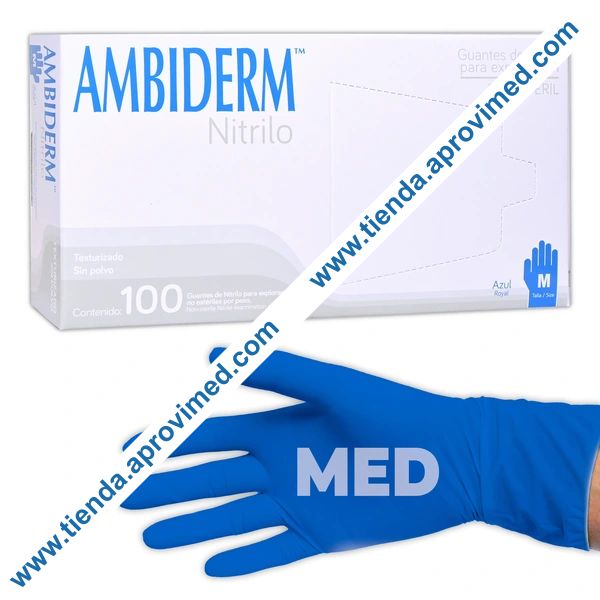 Guantes de nitrilo azul para examen — Caja 100 pzas