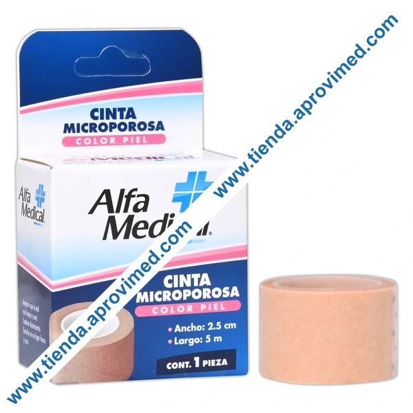 Cinta adhesiva microporosa de papel color piel — Rollo 5 m