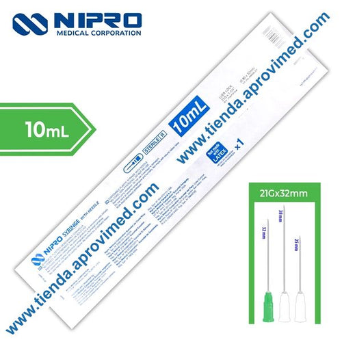 Jeringa de 10 ml con aguja 21G — Ideal para inyecciones precisas