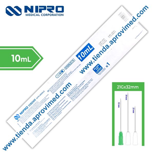 Jeringa de 10 ml con aguja 21G — Ideal para inyecciones precisas