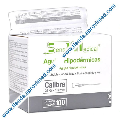 Agujas hipodérmicas ultra cortas 27G 13mm — Caja 100 pzas