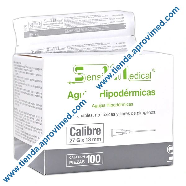 Agujas hipodérmicas ultra cortas 27G 13mm — Caja 100 pzas