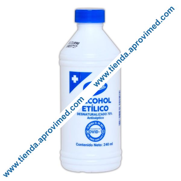 Alcohol etílico desnaturalizado 70% para desinfección — Frasco 240 ml