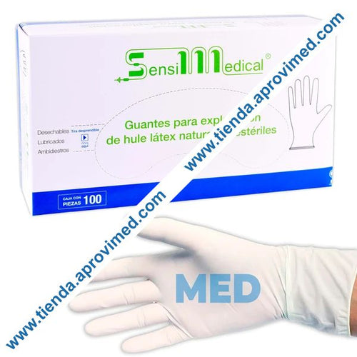 Guantes de látex para exploración SensiMedical — Caja 100 pzas