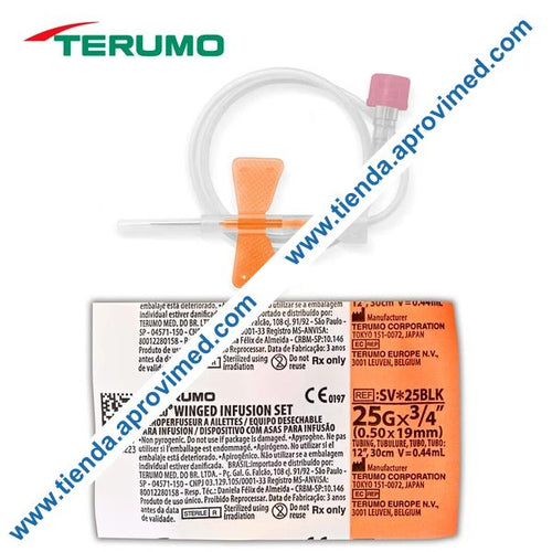 Aguja de infusión intravenosa con aletas — 25G x 3/4"