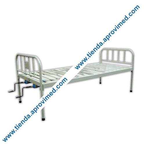 Cama hospitalaria manual con colchón y mesa de alimentos