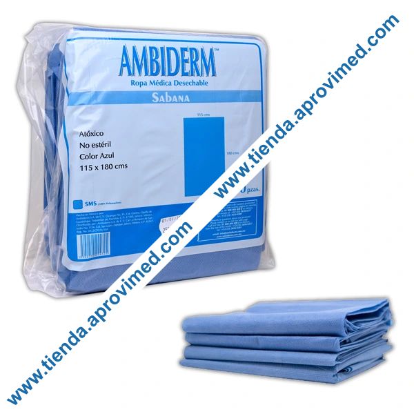 Sábana plana desechable azul para camillas — Bolsa 10 pzas