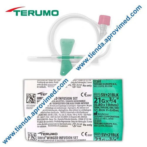 Equipo de infusión intravenosa con aletas 21G — 1 pieza