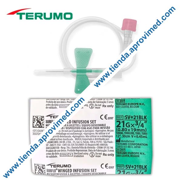 Equipo de infusión intravenosa con aletas 21G — 1 pieza