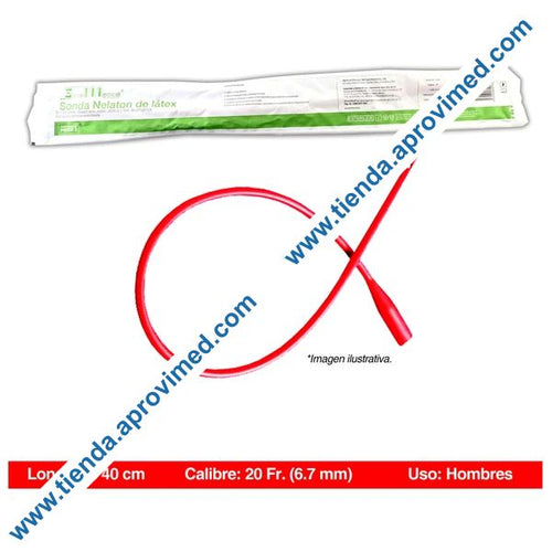 Sonda Nélaton de látex 20 Fr — Longitud 40 cm