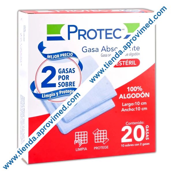 Gasa estéril absorbente 10x10 cm — Paquete de 20 piezas