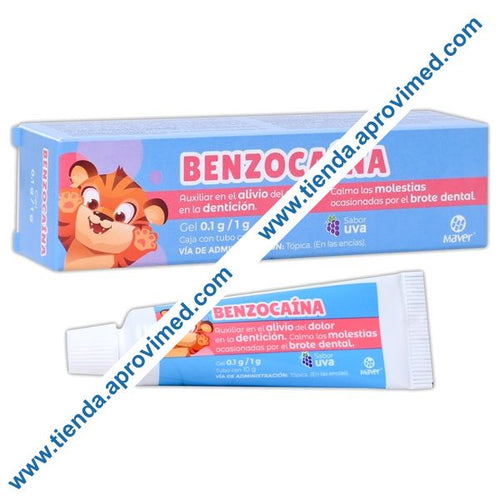 Gel anestésico bucal sabor uva para ulceraciones — Tubo 10 g