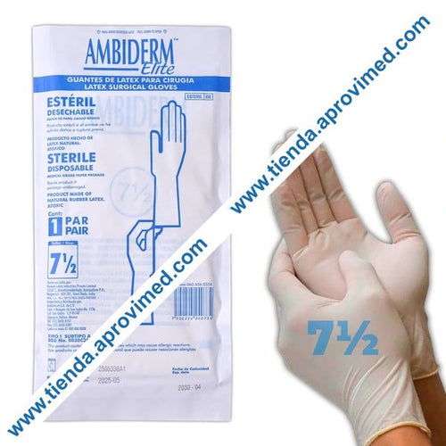 Guantes de látex estériles para cirugía — Talla 7-1/2, 1 par