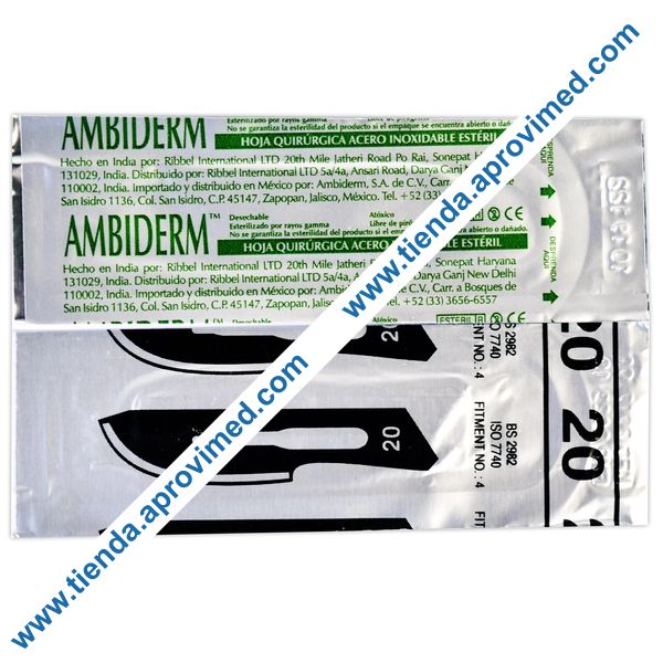 Hoja para bisturí de acero inoxidable No. 20 — 1 pieza
