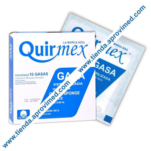 Gasa estéril de 10x10 cm para heridas — Caja con 10 sobres