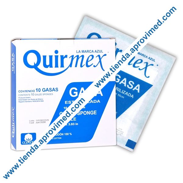 Gasa estéril de 10x10 cm para heridas — Caja con 10 sobres
