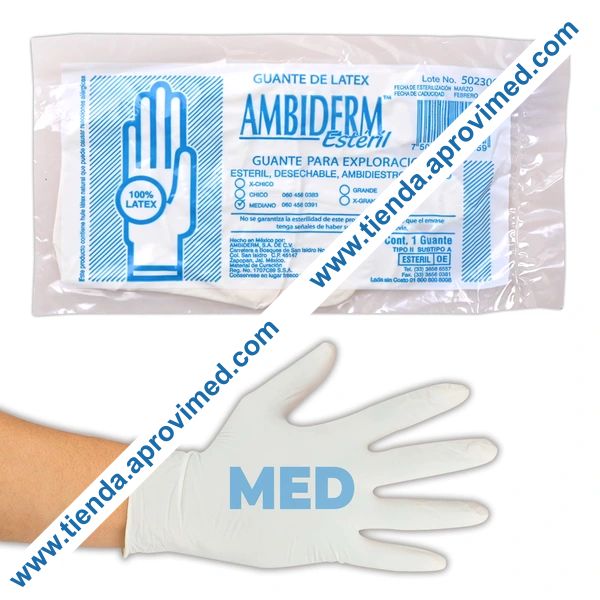 Guantes de látex estériles para exploración — Talla Mediana