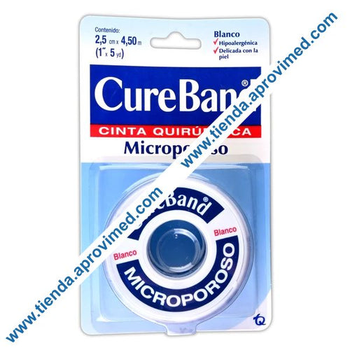Cinta adhesiva microporosa para heridas — Blíster 1 pza 2.5 cm x 4.5 m
