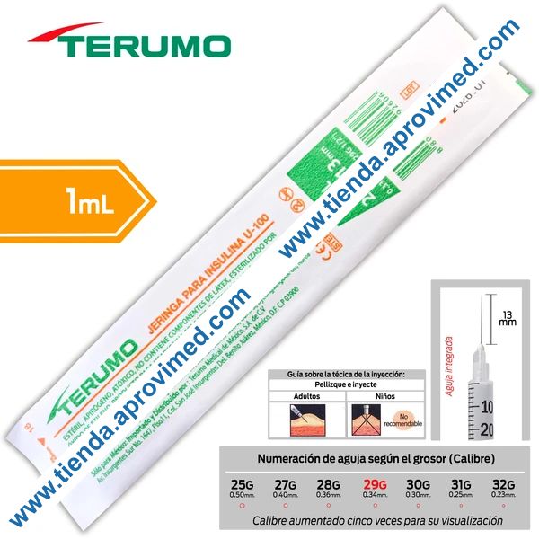 Jeringa de insulina con aguja integrada 1 ml para inyección precisa