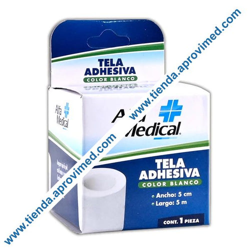 Cinta adhesiva de tela hipoalergénica para heridas — Rollo 5 cm x 5 m
