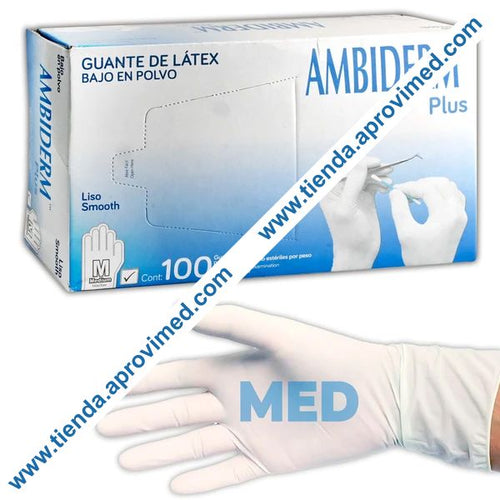 Guantes de látex para exploración — Paquete de 100 piezas, tamaño mediano
