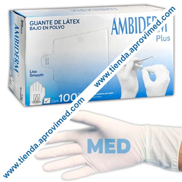 Guantes de látex para exploración — Paquete de 100 piezas, tamaño mediano