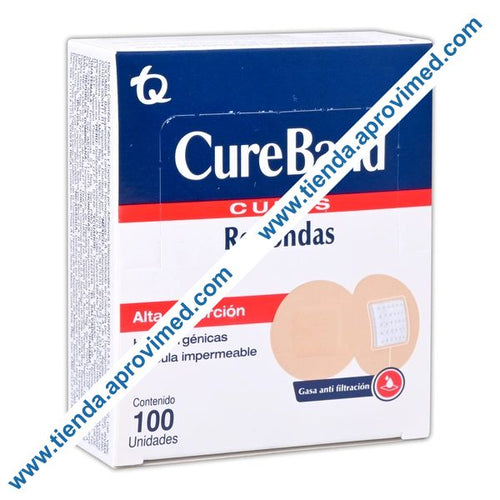 Venditas redondas CUREBAND para heridas menores — Caja con 100 pzas