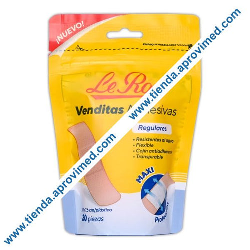 Venditas adhesivas para heridas Le Roy 1.9x7.6 cm — Bolsa 20 pzs