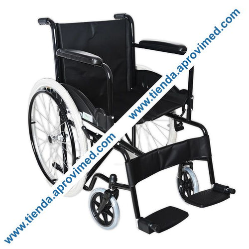 Silla de ruedas estándar de acero negra 24" con ruedas neumáticas