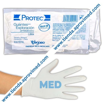 Guantes de látex estériles para exploración — Mediano