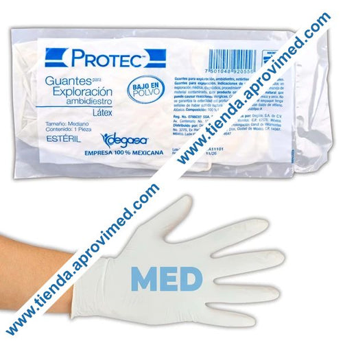 Guantes de látex estériles para exploración — Mediano