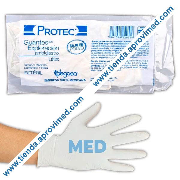 Guantes de látex estériles para exploración — Mediano
