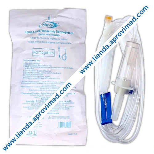 Equipo de venoclisis normogotero estéril para infusiones IV
