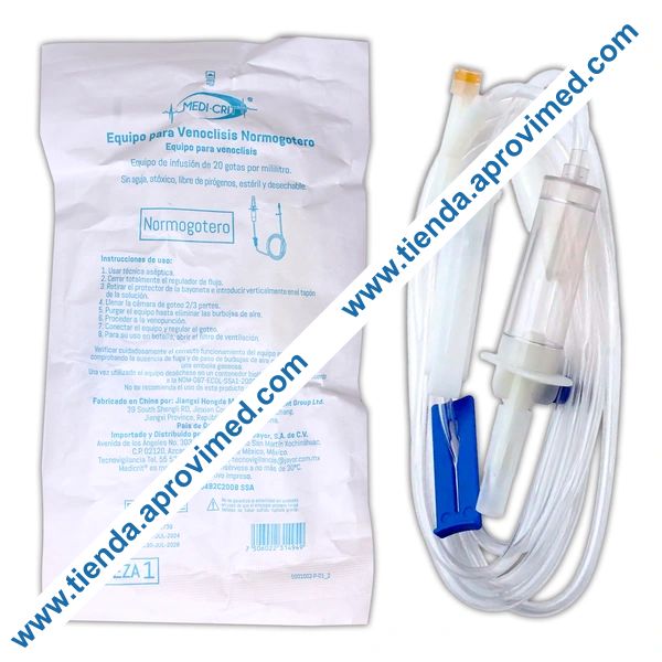 Equipo de venoclisis normogotero estéril para infusiones IV